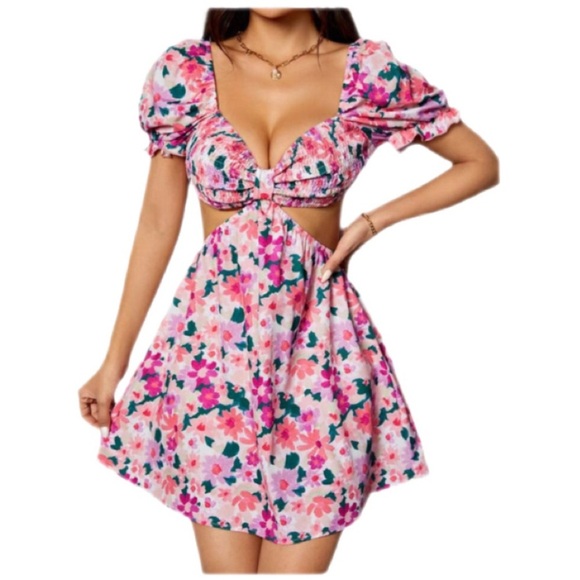 SHEIN Dresses & Skirts - SHEIN Floral Print Cutout Dress, NWT, Size Medium